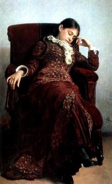 Rest. Portrait of Vera Repina, Artist's Wife. Artwork by Ilya Yefimovich Repin