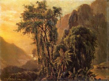 A Glimpse of the Caribbean Sea from the Jamaica Mountains Artwork by Frederic Edwin Church