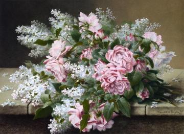 Roses On A Marble Tabletop Artwork by Raoul de Longpre