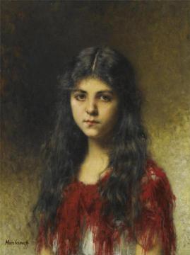 Portrait of a young girl Artwork by Alexei Harlamoff