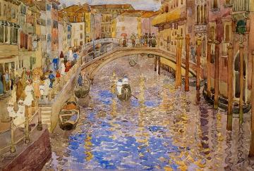 Venetian Canal Scene Artwork by Maurice Prendergast