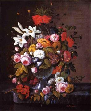 Still Life with Flowers Artwork by Severin Roesen