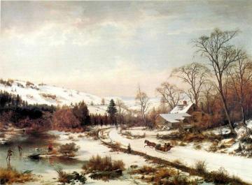 Winter Scene Near Medford, Massachusetts Artwork by Joseph Morviller