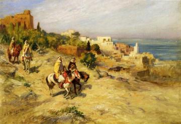 Horsemen on a Coastal Path, Algiers Artwork by Frederick Arthur Bridgman