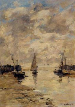 Trouville, The Jettys, Low Tide Artwork by Eugène-Louis Boudin