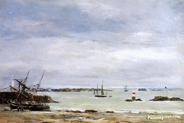 Pontreiux, the Port at Low Tide Artwork by Eugène-Louis Boudin