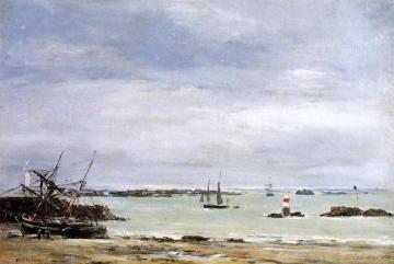 Pontreiux, the Port at Low Tide Artwork by Eugène-Louis Boudin