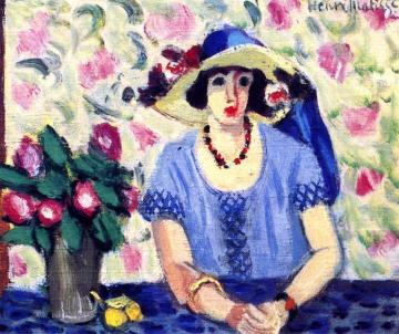 Italian Braided Straw Hat, Vase of Flowers Artwork by Henri Matisse