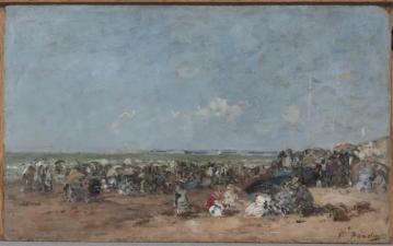 Beach Scene in Trouville Artwork by Eugène-Louis Boudin
