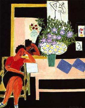 Reader on a Black Background Artwork by Henri Matisse