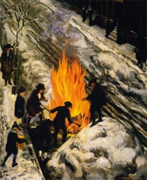 Bonfire in Snow Artwork by John Sloan