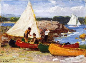 Canoes and Sailboats Artwork by Edward Potthast