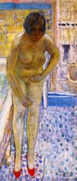 Nude with Red Slippers Artwork by Pierre Bonnard