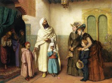 English Ladies visiting a Moore's House Artwork by John Bagnold Burgess