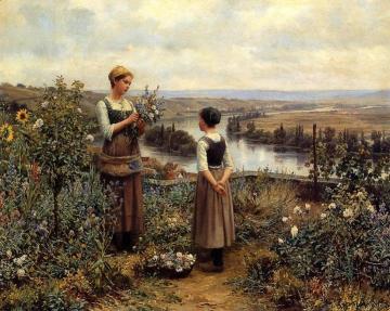 Picking Flowers Artwork by Daniel Ridgway Knight
