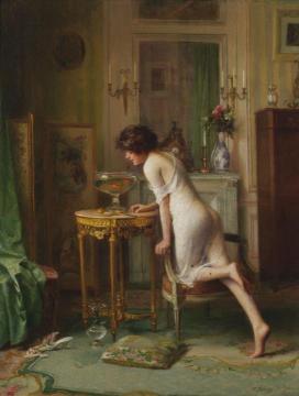 Young Lady with a Fish Bowl Artwork by Victor Marais-Milton
