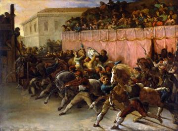 Riderless Racers at Rome Artwork by Thèodore Gèricault