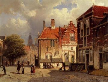 Figures In A Dutch Town Square Artwork by Willem Koekkoek