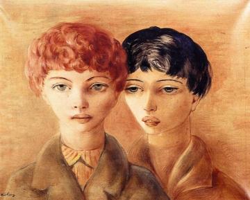 Two Girls Artwork by Moise Kisling