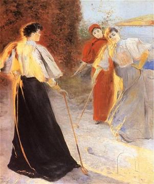 A Game of Croquet Artwork by Leon Jan Wyczolkowski