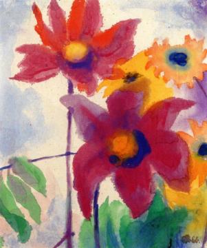 Asters and Small Sunflowers Artwork by Emil Nolde