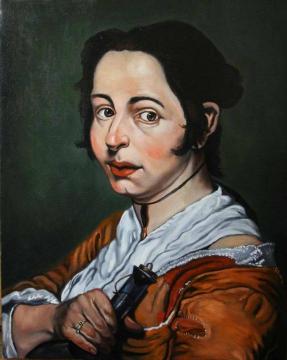 Young peasant woman with bottle of wine Artwork by Giacomo Ceruti