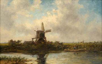 Landscape with Windmill Artwork by Hendrik-Dirk Kruseman van Elten