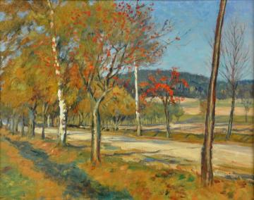 A Road with Rowan Tree near Village Chlum Artwork by František Kaván