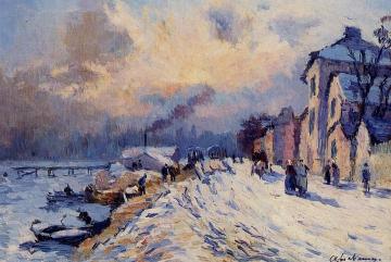 Banks Of The Seine, Winter At Herblay Artwork by Albert Lebourg