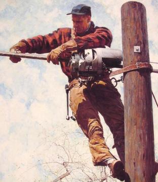 The Lineman Artwork by Norman Rockwell