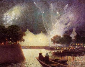 Fireworks over the Port Artwork by Ferdinand du Puigaudeau