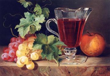 Grapes And A Jug Of Wine On A Ledge Artwork by Joseph Schuster