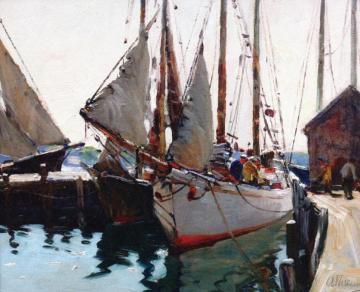 Working On The Schooner Artwork by Anthony Thieme
