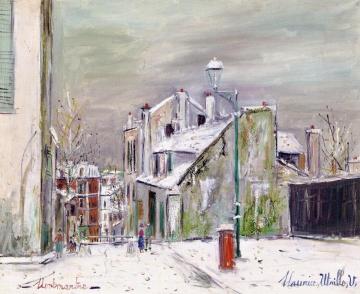 The House of Mimi Pinson in the Snow Artwork by Maurice Utrillo