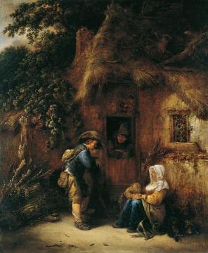 Traveller at a Cottage Door Artwork by Isaac van Ostade