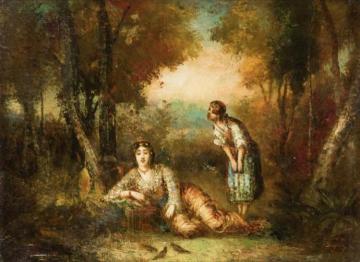 Odalisque with her Bird Cage Artwork by Frédéric Borgella