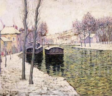 Barges on the Seine Artwork by Ernest Lawson