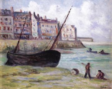 Le Treport, Beached Fishing Boat Artwork by Maximilien Luce