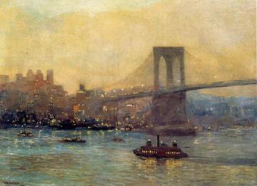 Brooklyn Bridge At Night Artwork by Edward Willis Redfield