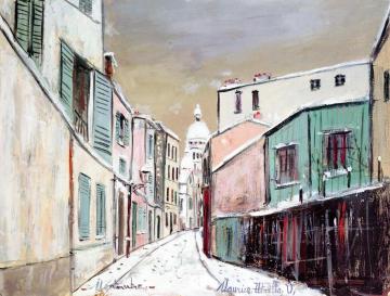 Rue Saint-Rustique in the Snow Artwork by Maurice Utrillo