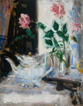 Pink Roses and Teapot Artwork by Francis Campbell Boileau Cadell