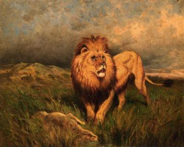 Lion and Prey Artwork by Rosa Bonheur