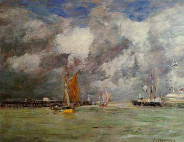 Trouville, the Jettys, High Tide Artwork by Eugène-Louis Boudin