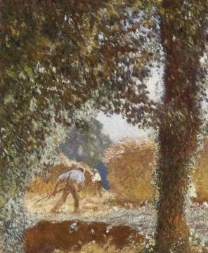 The Rickyard:  A Sunny Day Artwork by Sir George Clausen