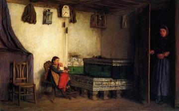An Interior with Mother and Children Artwork by Albert Anker