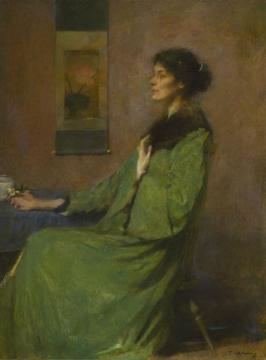 Portrait Of A Lady Holding A Rose Artwork by Thomas Wilmer Dewing