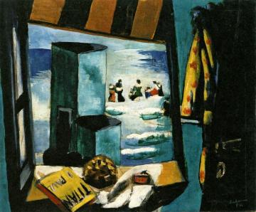 Bathing Cabin (Green) Artwork by Max Beckmann