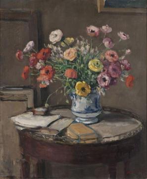 Bouquet of buttercups on a table Artwork by Albert André