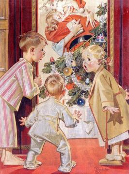 I Say Mommy Kissing Santa Claus Artwork by Frank Xavier Leyendecker