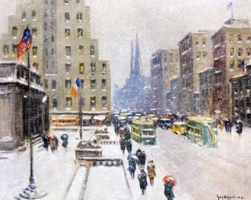 Winter At The Library Artwork by Guy Wiggins